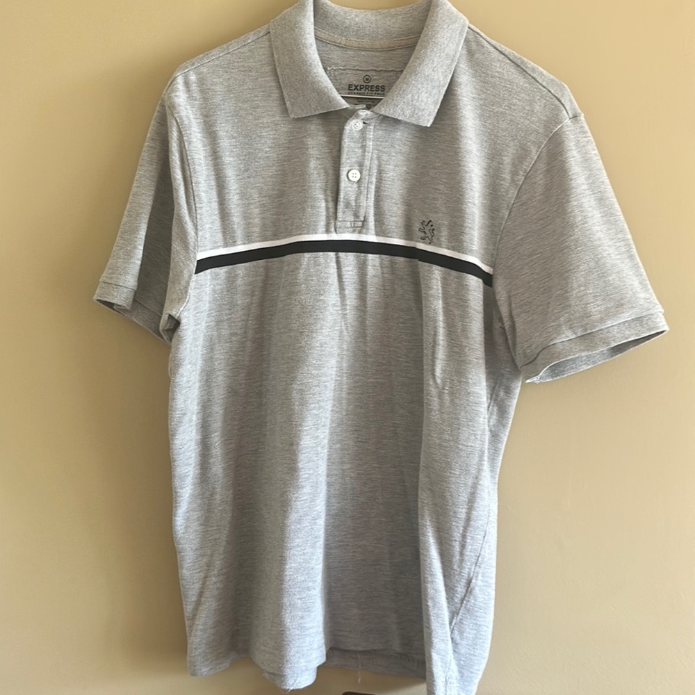 Men’s Express Grey fitted polo- sz M